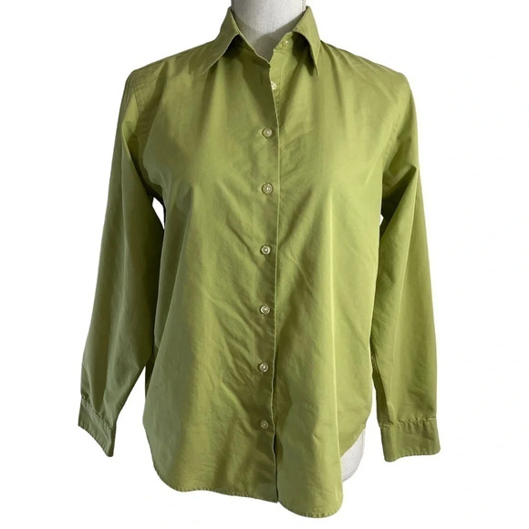 Lands End Light Green Button Up Shirt Womens Size 4 Petites Lightweight Blouse - Picture 1 of 7
